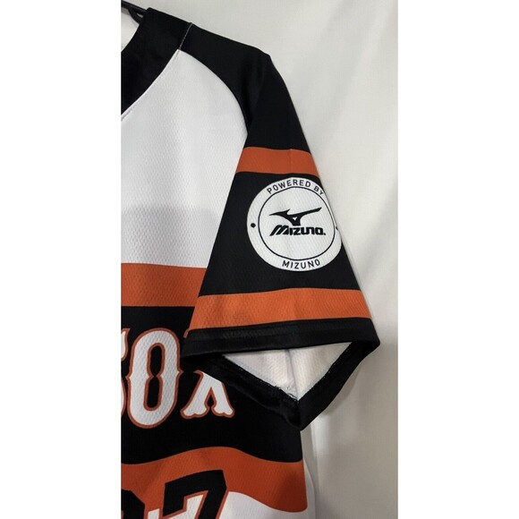 Mizuno Blacksox Baseball #27 Jersey White/Black/Orange Size Small - Picture 4 of 9